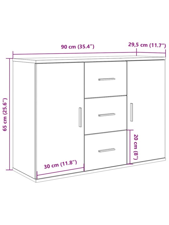 Kumode, koka krāsa, 90x29,5x65 cm, inženierijas koks