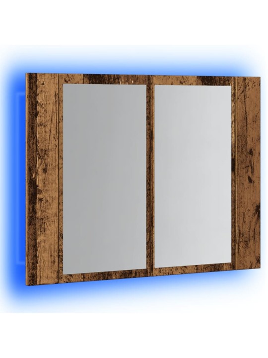 Led spoguļa skapis, veca koka, 60x12x45 cm, inženierijas koks
