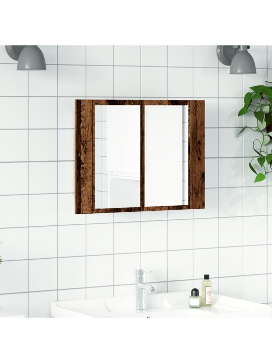 Led spoguļa skapis, veca koka, 60x12x45 cm, inženierijas koks