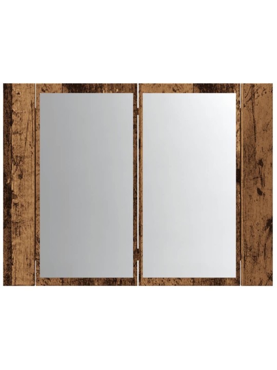 Led spoguļa skapis, veca koka, 60x12x45 cm, inženierijas koks
