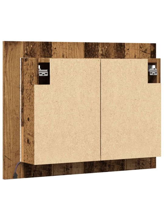 Led spoguļa skapis, veca koka, 60x12x45 cm, inženierijas koks