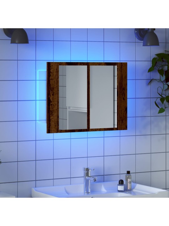 Led spoguļa skapis, veca koka, 60x12x45 cm, inženierijas koks