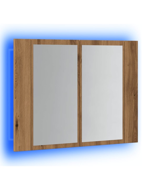 Led spoguļa skapis, koka krāsa, 60x12x45 cm, inženierijas koks