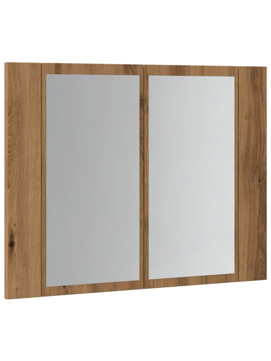 Led spoguļa skapis, koka krāsa, 60x12x45 cm, inženierijas koks