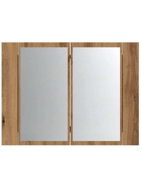 Led spoguļa skapis, koka krāsa, 60x12x45 cm, inženierijas koks