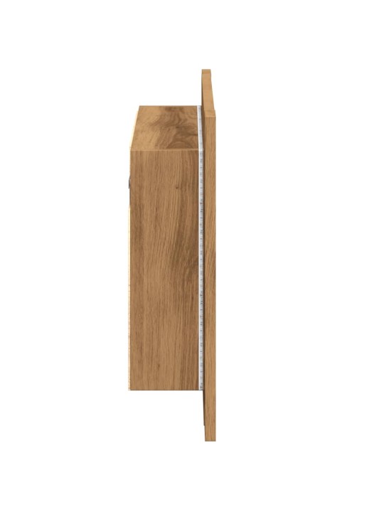 Led spoguļa skapis, koka krāsa, 60x12x45 cm, inženierijas koks