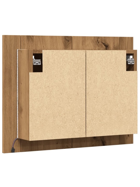 Led spoguļa skapis, koka krāsa, 60x12x45 cm, inženierijas koks