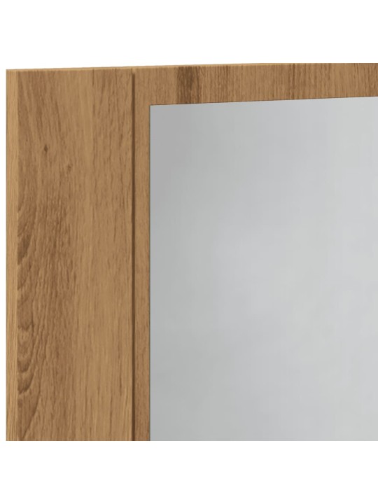 Led spoguļa skapis, koka krāsa, 60x12x45 cm, inženierijas koks