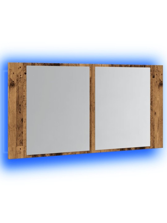 Led spoguļa skapis, veca koka, 90x12x45 cm, inženierijas koks