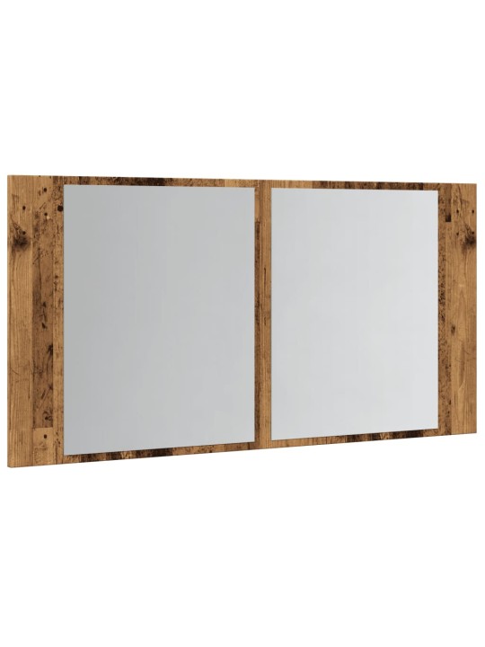 Led spoguļa skapis, veca koka, 90x12x45 cm, inženierijas koks