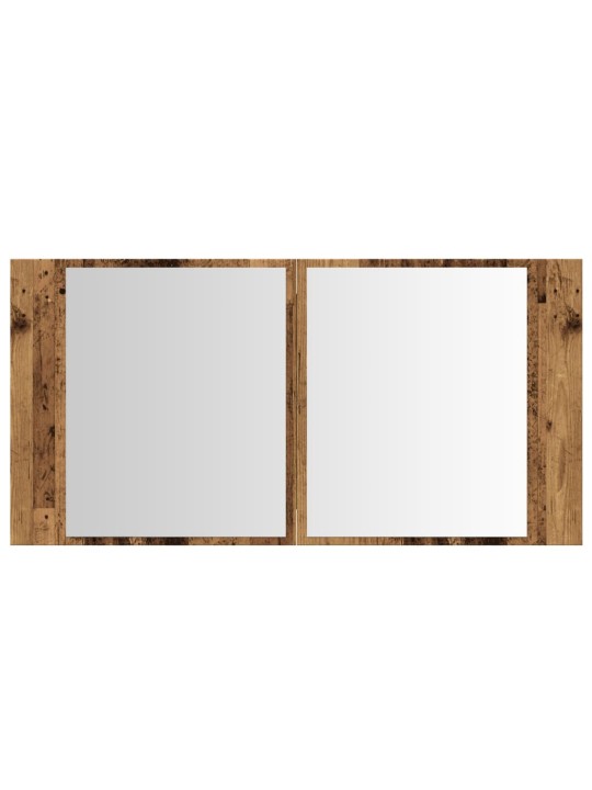 Led spoguļa skapis, veca koka, 90x12x45 cm, inženierijas koks