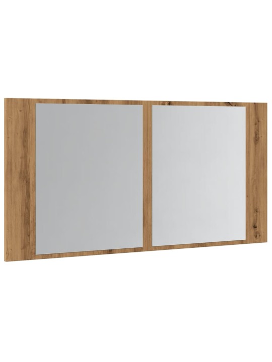 Led spoguļa skapis, koka krāsa, 90x12x45 cm, inženierijas koks
