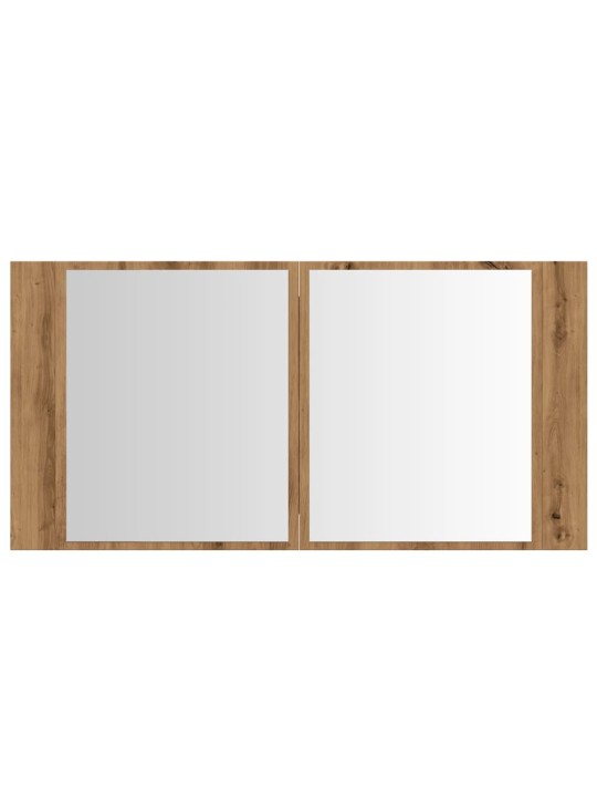 Led spoguļa skapis, koka krāsa, 90x12x45 cm, inženierijas koks