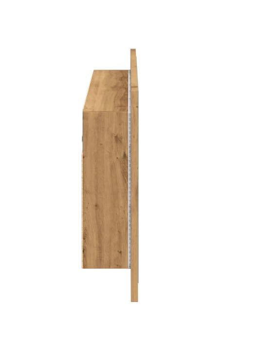 Led spoguļa skapis, koka krāsa, 90x12x45 cm, inženierijas koks
