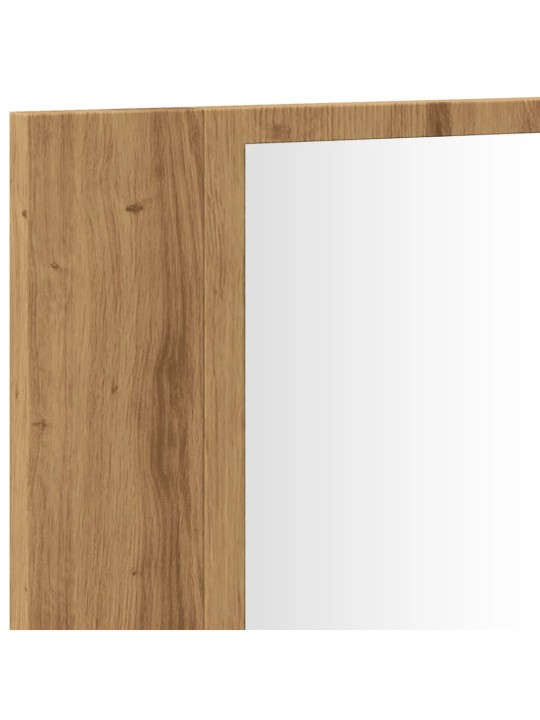 Led spoguļa skapis, koka krāsa, 90x12x45 cm, inženierijas koks