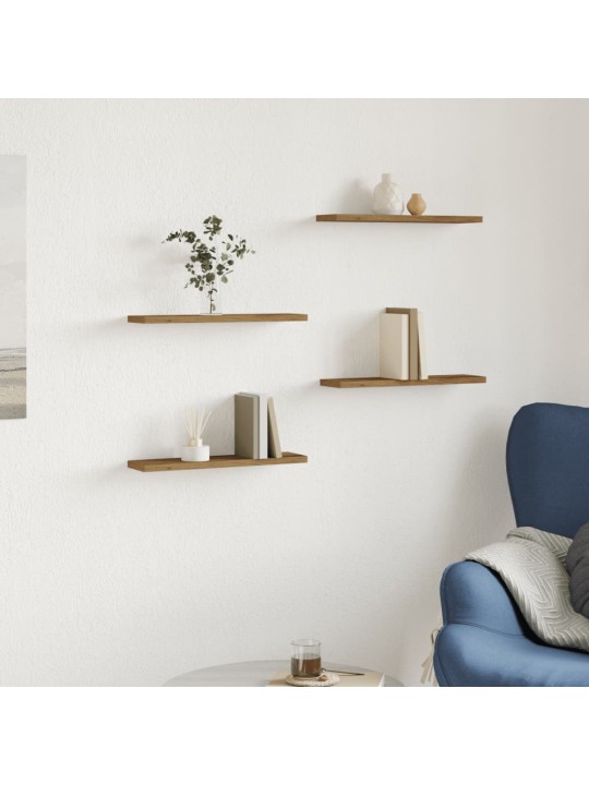 Sienas plaukti 4 gab. koka krāsa 40x10x1,5 cm inženierijas koks