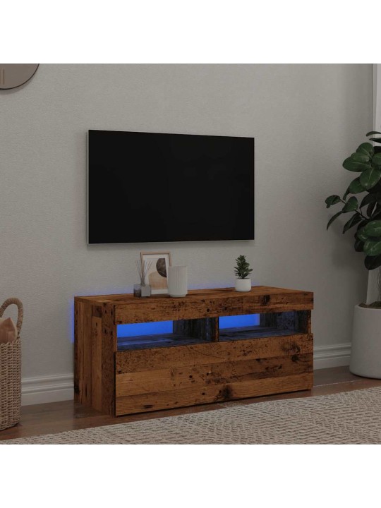 Tv skapītis ar led lampiņām, 90x35x40 cm, inženierijas koks