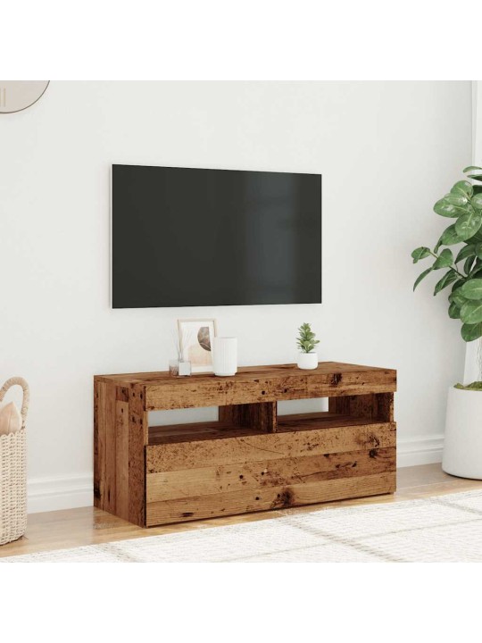 Tv skapītis ar led lampiņām, 90x35x40 cm, inženierijas koks