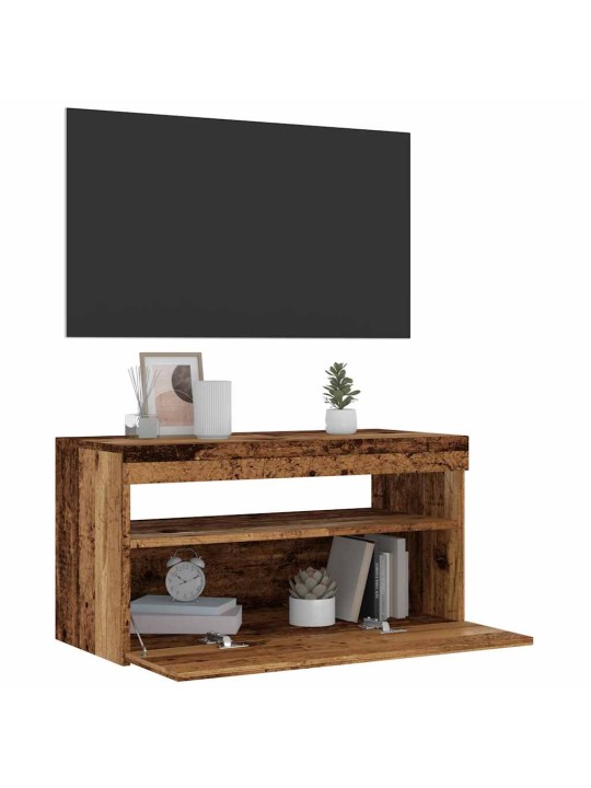 Tv skapītis ar led lampiņām, 75x35x40 cm, inženierijas koks