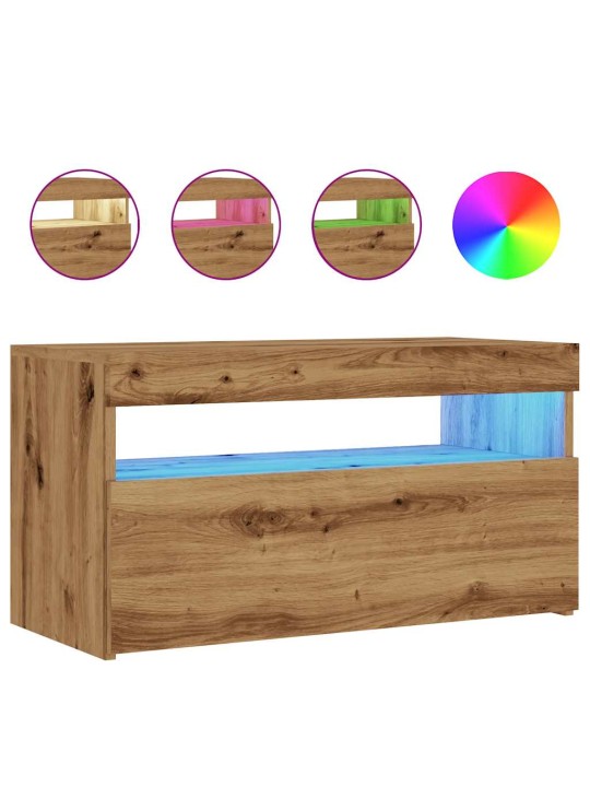 Tv plaukti ar led lampiņām 75x35x40 cm inženierijas koks