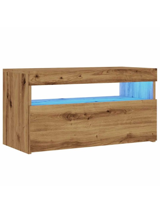 Tv plaukti ar led lampiņām 75x35x40 cm inženierijas koks