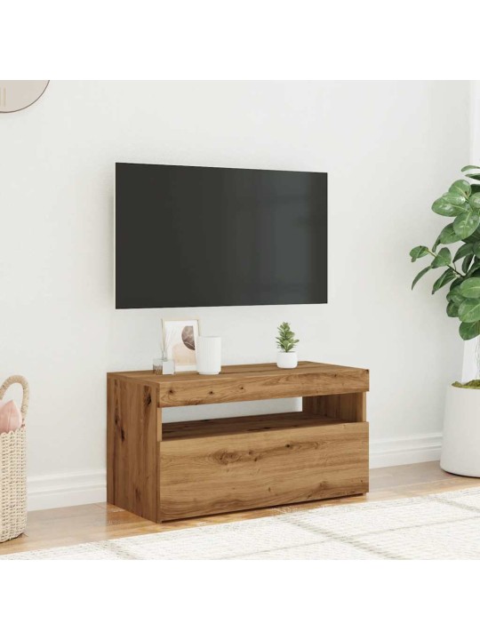 Tv plaukti ar led lampiņām 75x35x40 cm inženierijas koks