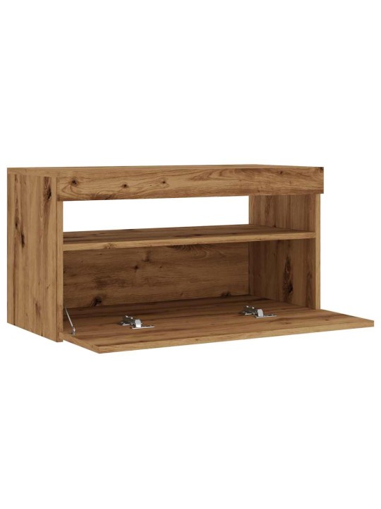 Tv plaukti ar led lampiņām 75x35x40 cm inženierijas koks