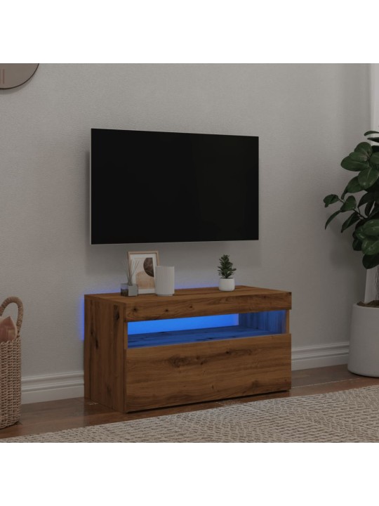 Tv plaukti ar led lampiņām 75x35x40 cm inženierijas koks
