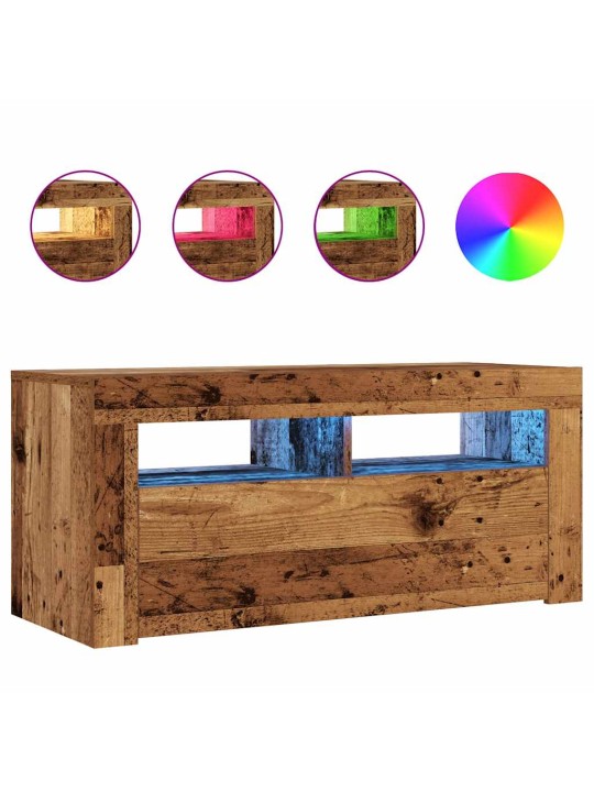 Tv skapītis ar led lampiņām, 90x35x40 cm, inženierijas koks