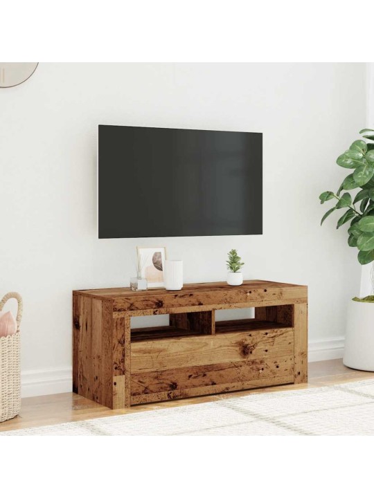 Tv skapītis ar led lampiņām, 90x35x40 cm, inženierijas koks