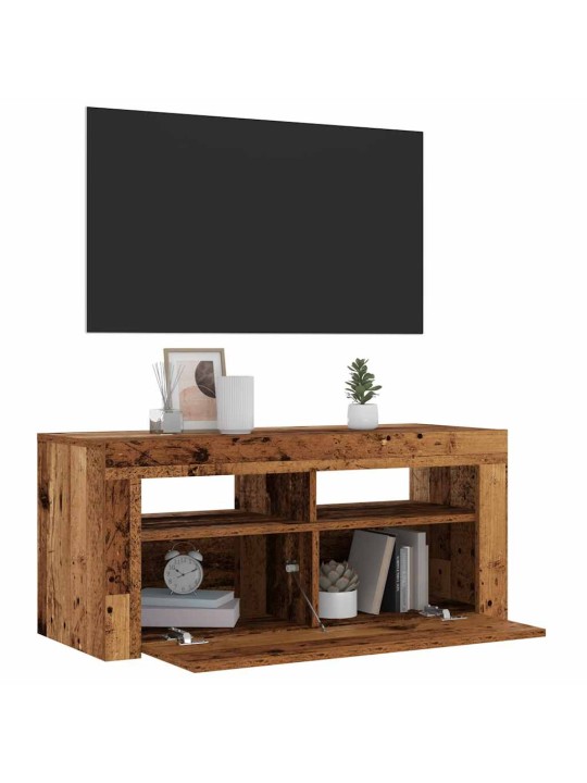 Tv skapītis ar led lampiņām, 90x35x40 cm, inženierijas koks