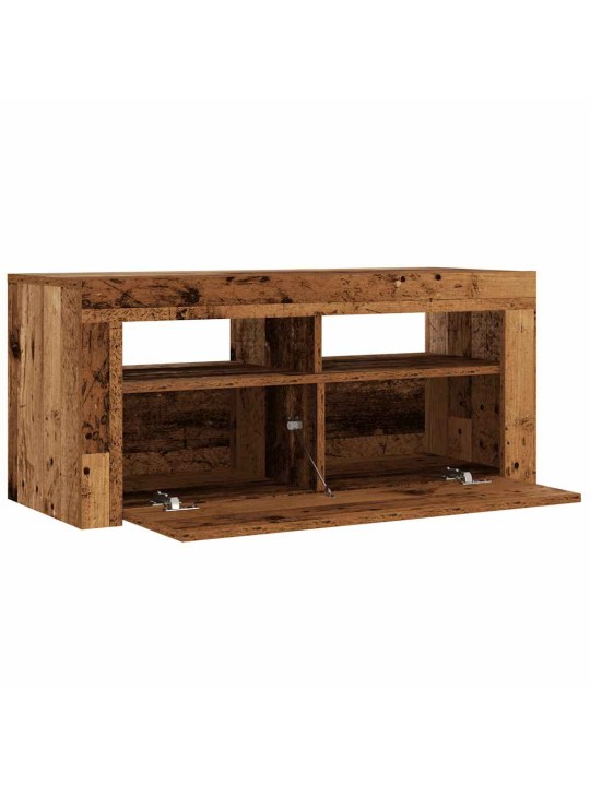 Tv skapītis ar led lampiņām, 90x35x40 cm, inženierijas koks