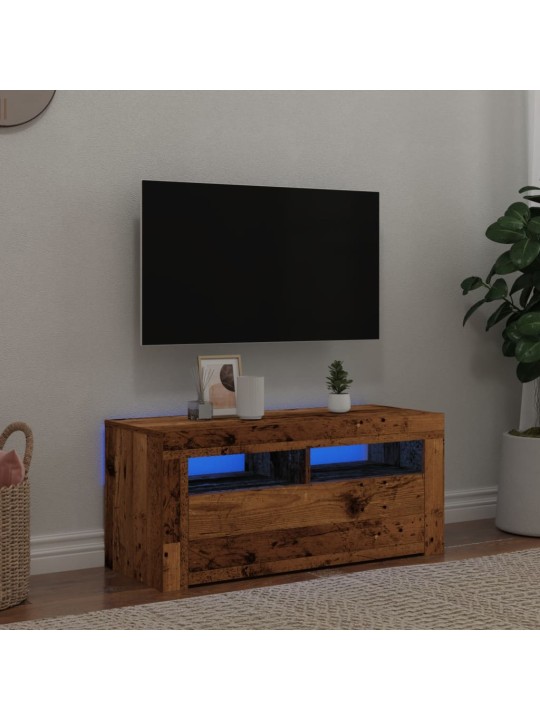 Tv skapītis ar led lampiņām, 90x35x40 cm, inženierijas koks