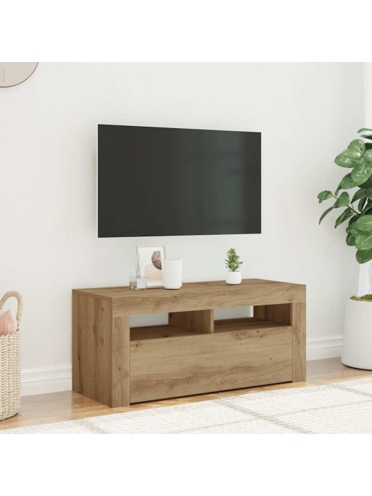 Tv skapītis ar led lampiņām, 90x35x40 cm, inženierijas koks