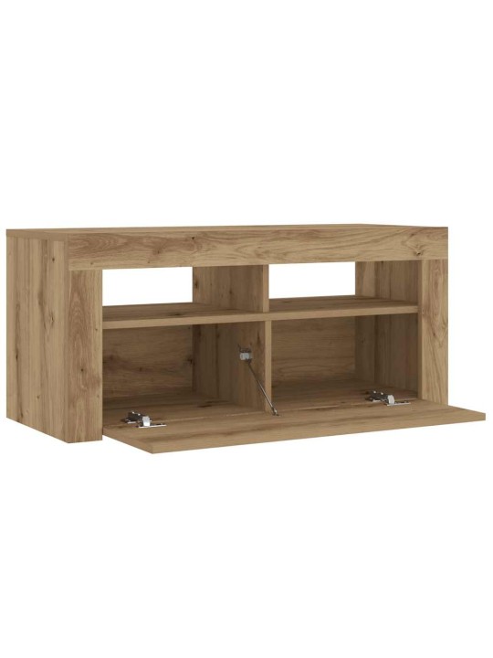 Tv skapītis ar led lampiņām, 90x35x40 cm, inženierijas koks