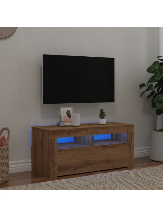 Tv skapītis ar led lampiņām, 90x35x40 cm, inženierijas koks
