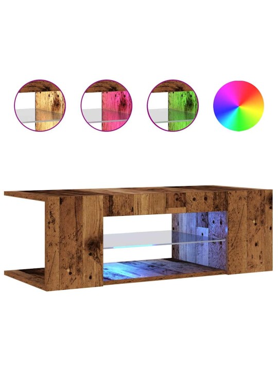 Tv skapītis ar led lampiņām, 90x39x30 cm, inženierijas koks