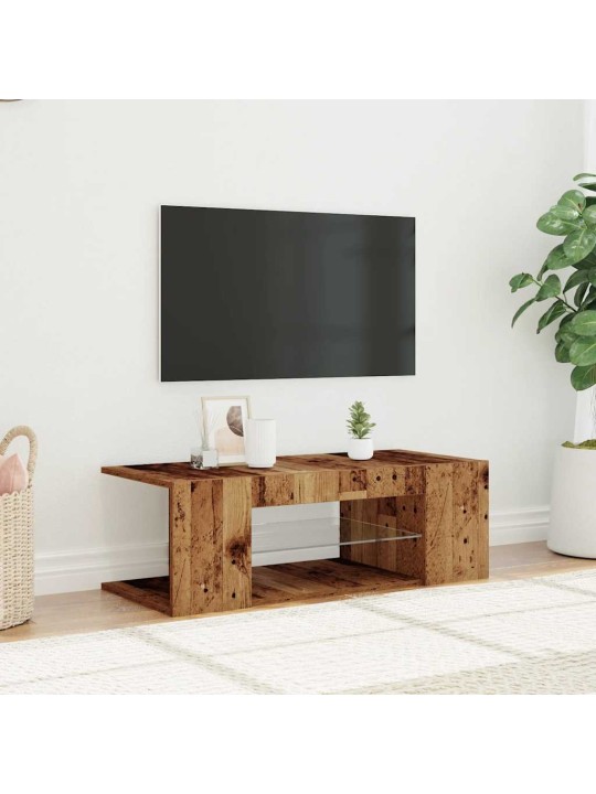 Tv skapītis ar led lampiņām, 90x39x30 cm, inženierijas koks