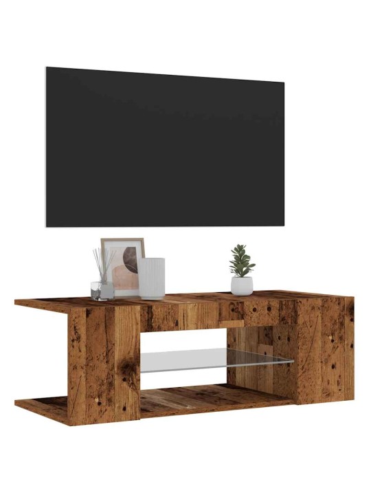 Tv skapītis ar led lampiņām, 90x39x30 cm, inženierijas koks