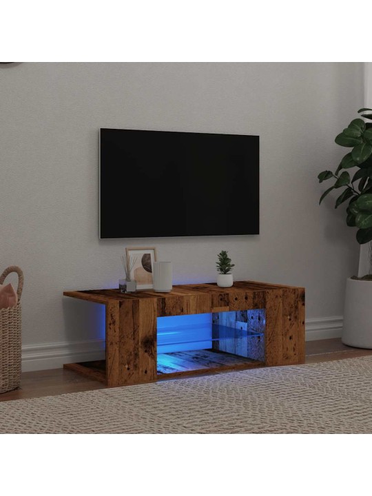 Tv skapītis ar led lampiņām, 90x39x30 cm, inženierijas koks