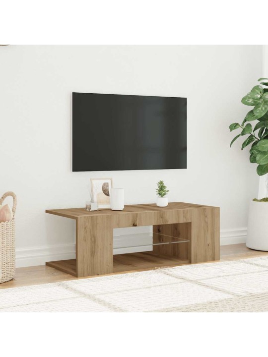 Tv skapītis ar led lampiņām, 90x39x30 cm, inženierijas koks
