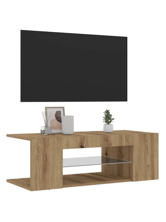 Tv skapītis ar led lampiņām, 90x39x30 cm, inženierijas koks