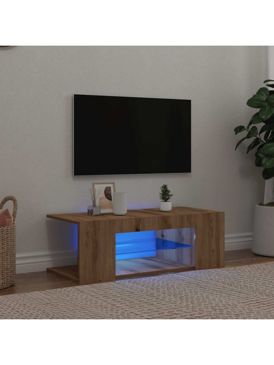 Tv skapītis ar led lampiņām, 90x39x30 cm, inženierijas koks