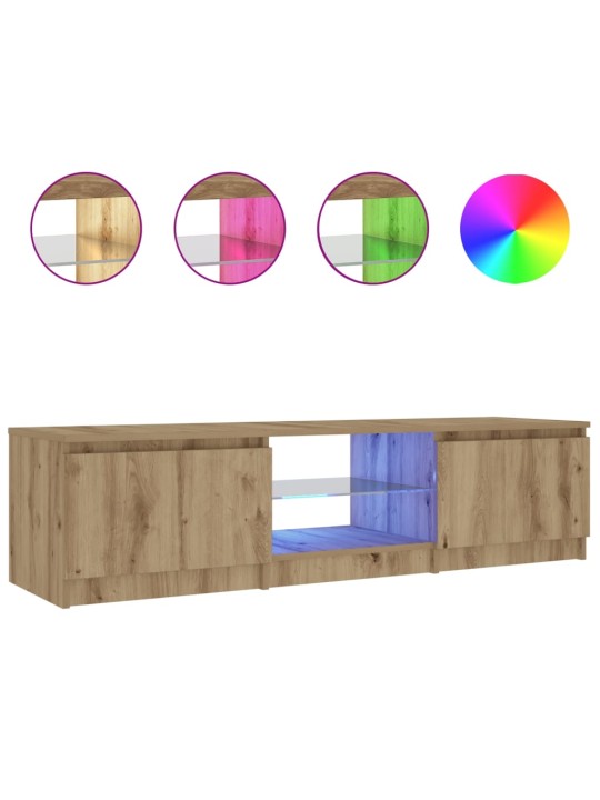 Tv skapītis ar led lampiņām, 140x40x35,5 cm, inženierijas koks