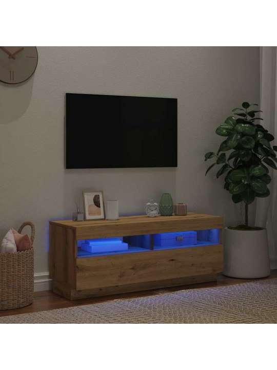 Tv skapītis ar led lampiņām, 100x35x40 cm, inženierijas koks