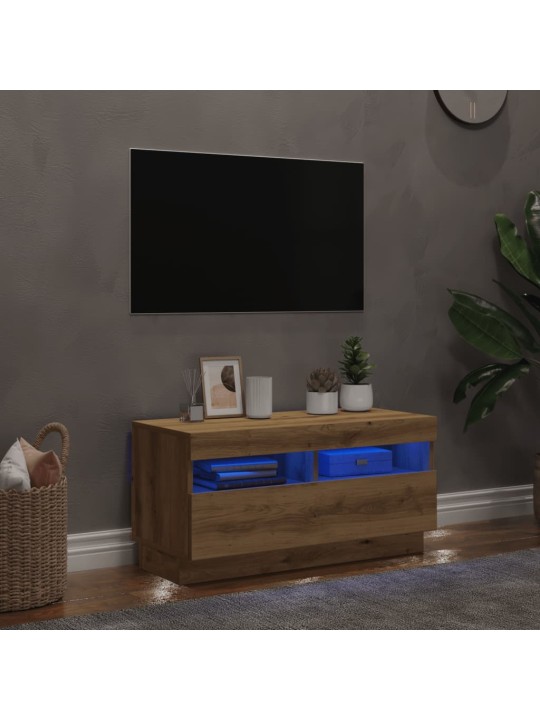 Tv skapītis ar led lampiņām, 80x35x40 cm, inženierijas koks