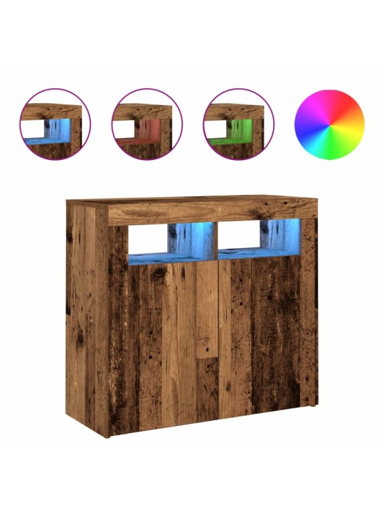 Kumode ar led lampiņām veca koka 80x35x75 cm inženierijas koks