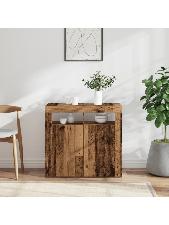 Kumode ar led lampiņām veca koka 80x35x75 cm inženierijas koks