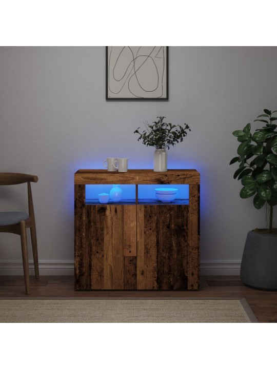Kumode ar led lampiņām veca koka 80x35x75 cm inženierijas koks