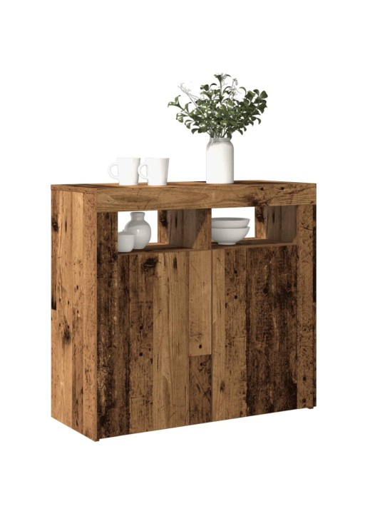 Kumode ar led lampiņām veca koka 80x35x75 cm inženierijas koks